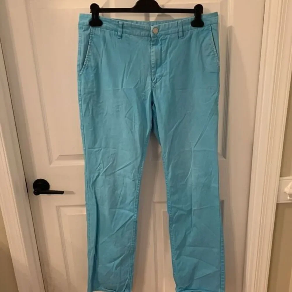 Bonobos Mens Blue Washed Chino Straight Fit Pants Tag Size 36x35 Beach Nautical‎